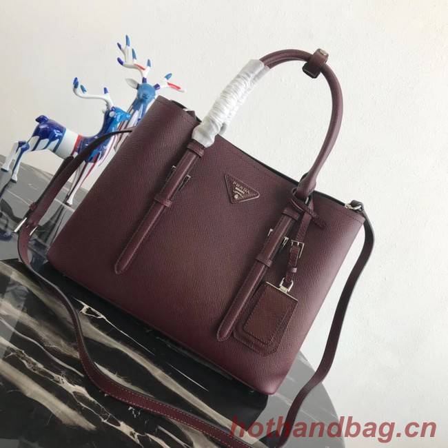 Prada Saffiano original Leather Tote Bag BN2838 Claret