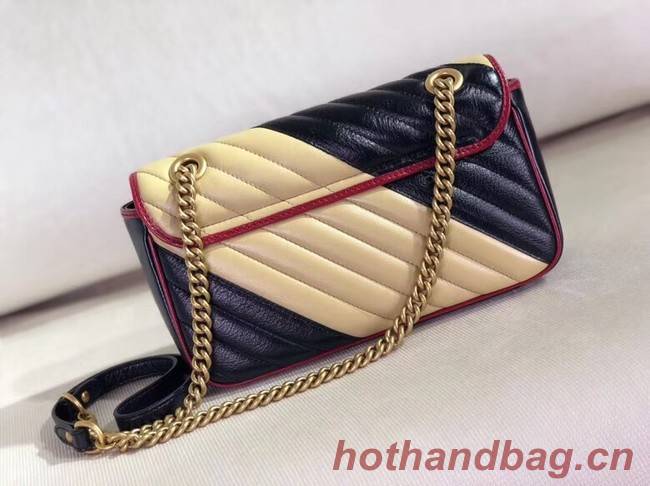 Gucci GG Marmont small shoulder bag 443497 Beige and black