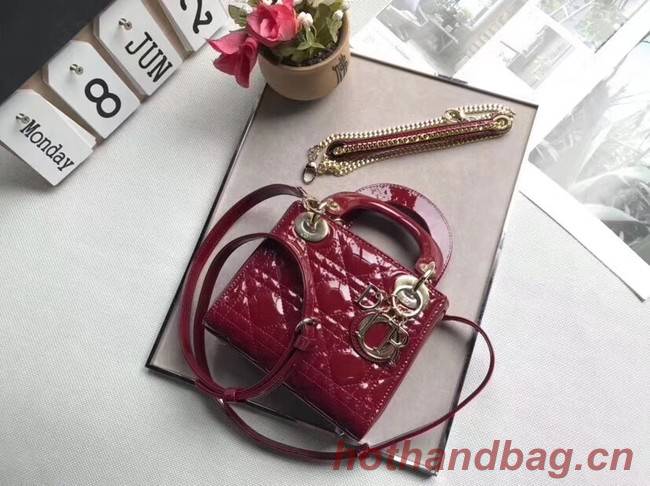 Dior MINI LADY DIOR CALFSKIN BAG M0505O burgundy