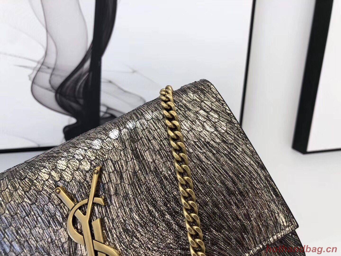SAINT LAURENT Kate Snake Leather croc-embossed Shoulder Bag 474366 Gold