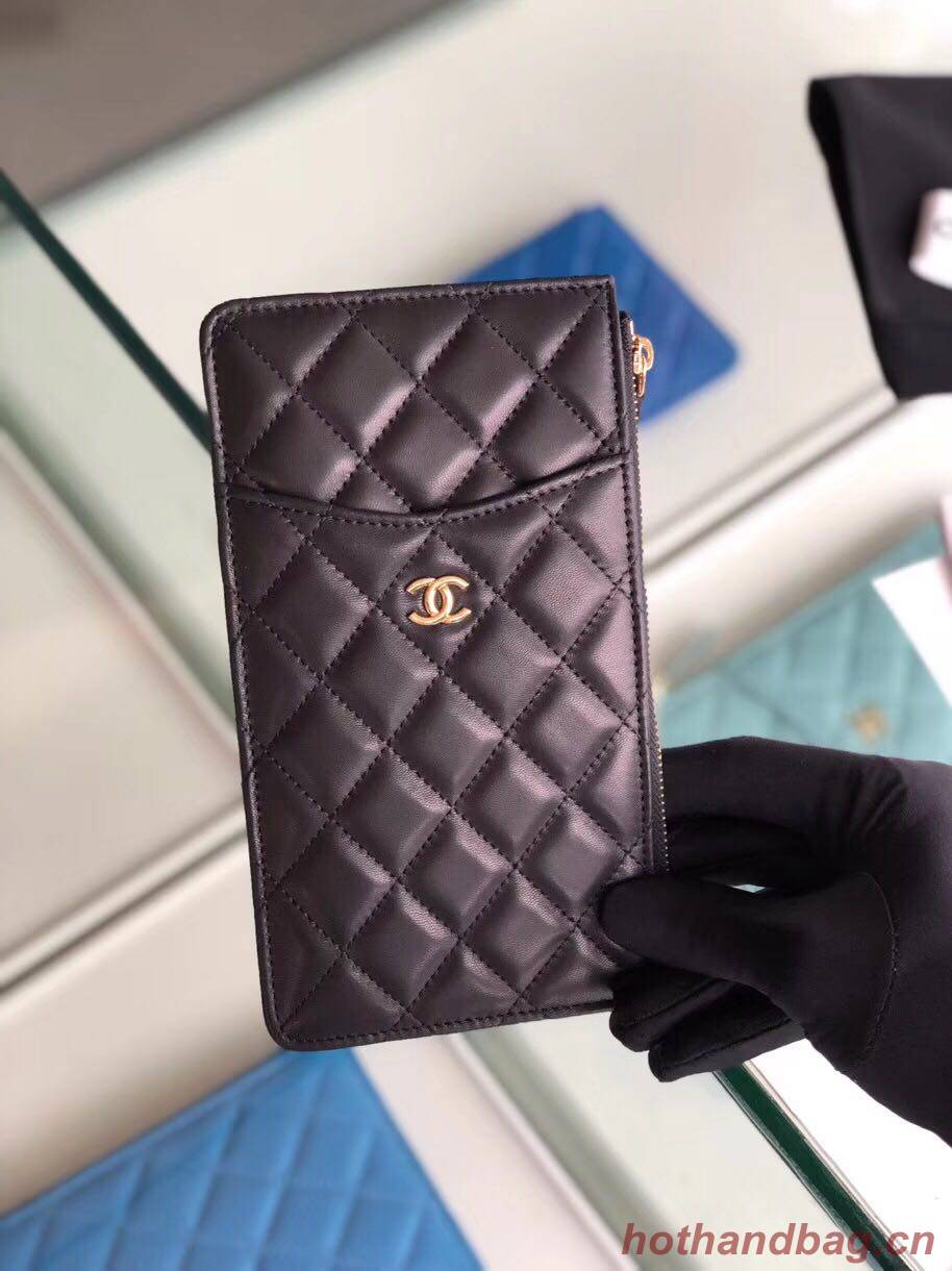 Chanel classic pouch Grained Calfskin& Gold-Tone Metal A84402 black