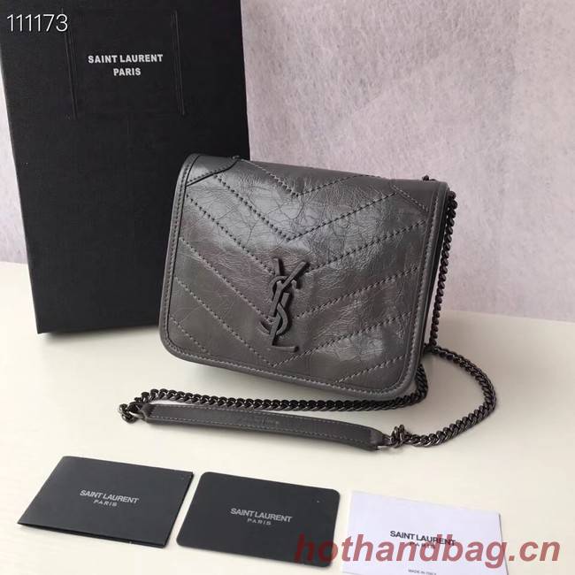 SAINT LAURENT Niki Mini leather shoulder bag 03743 dark grey