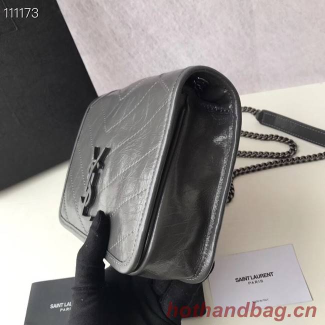 SAINT LAURENT Niki Mini leather shoulder bag 03743 dark grey