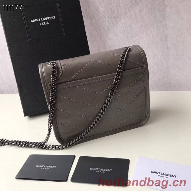 SAINT LAURENT Niki Mini leather shoulder bag 03743 grey