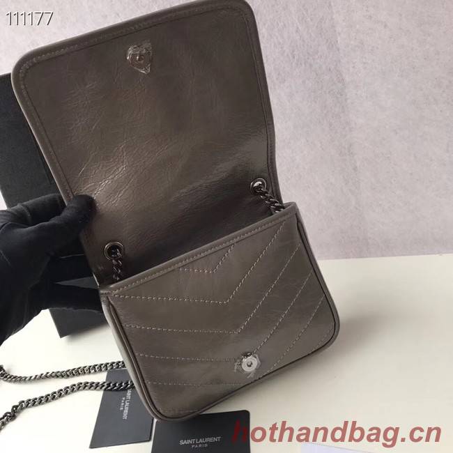 SAINT LAURENT Niki Mini leather shoulder bag 03743 grey