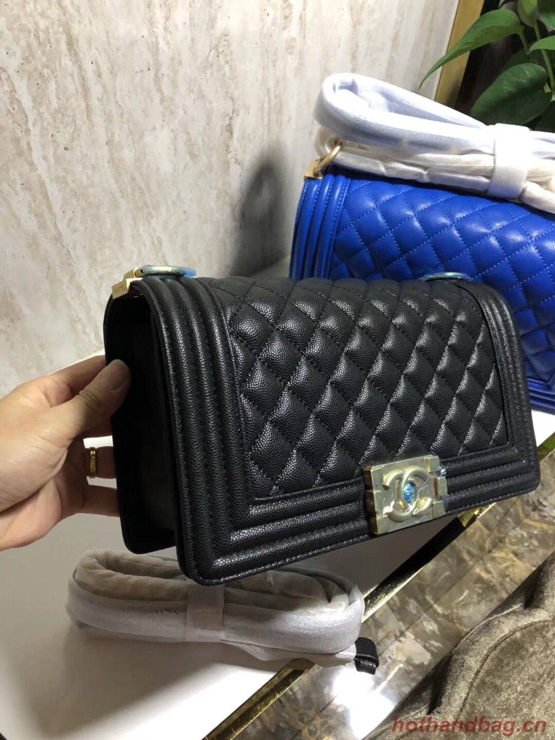 Chanel Boy Flap Original Caviar Leather Shoulder Black Bag A67086 