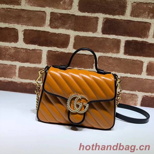 Gucci GG Marmont Mini Top Handle Bag 583571 Cognac