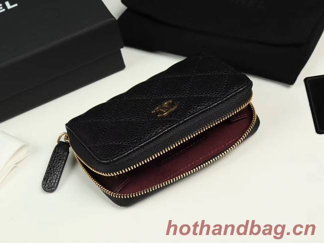 Chanel classic card holder Grained Calfskin & Gold-Tone Metal A69271 black
