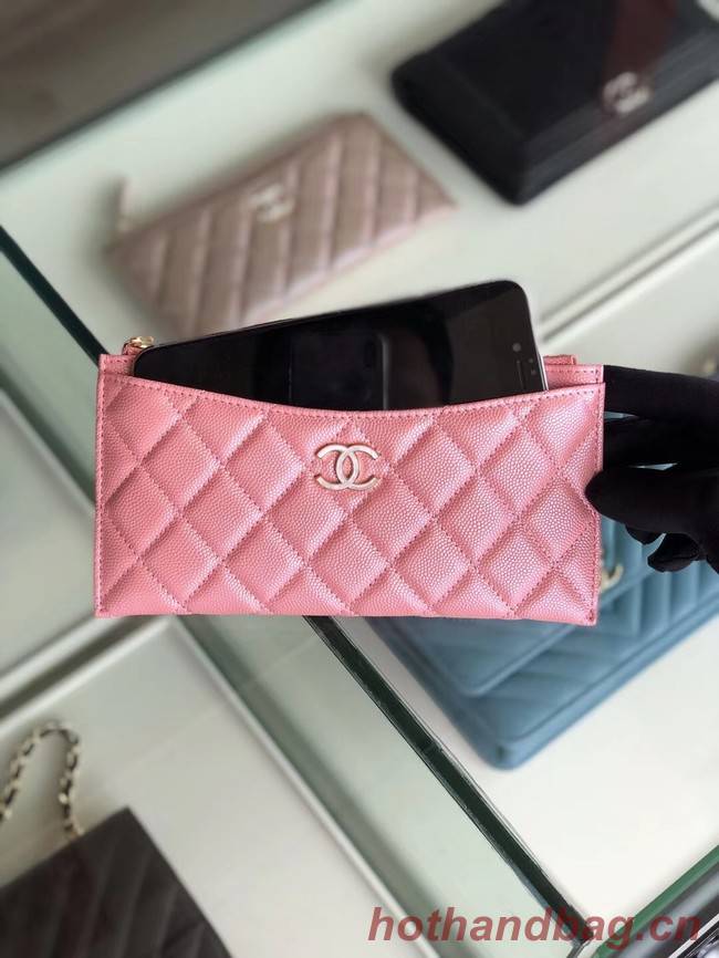 Chanel Calfskin Leather & Gold-Tone Metal A84107 pink