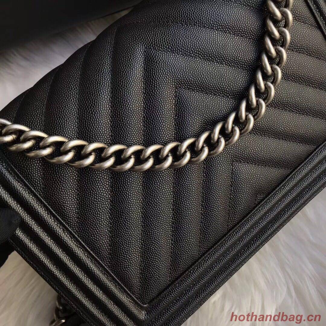 Chanel Leboy Original Caviar leather Shoulder Bag Black A67087 Silver