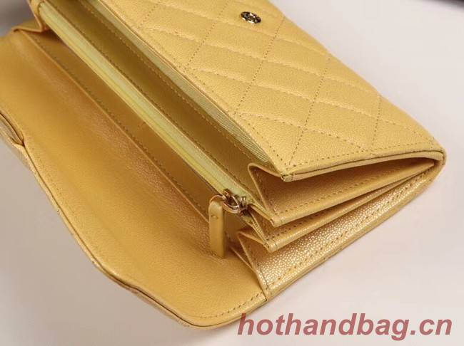 Chanel Calfskin Leather & Gold-Tone Metal A80758 yellow