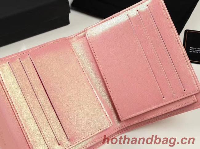 Chanel Calfskin Leather Card packet & Gold-Tone Metal A82288 pink