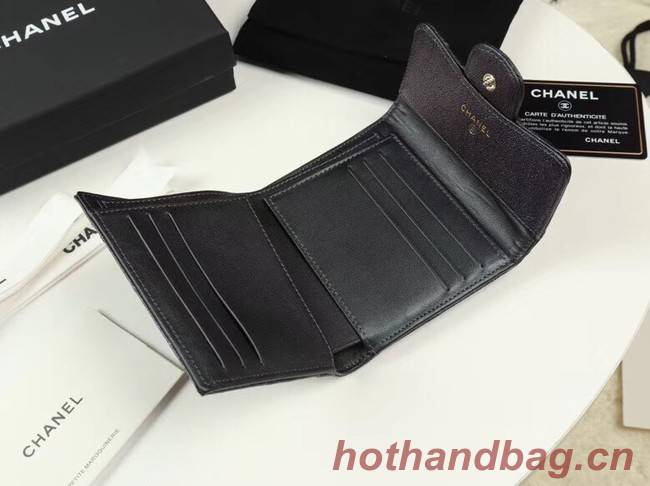 Chanel Calfskin Leather wallet & Gold-Tone Metal A82288 black