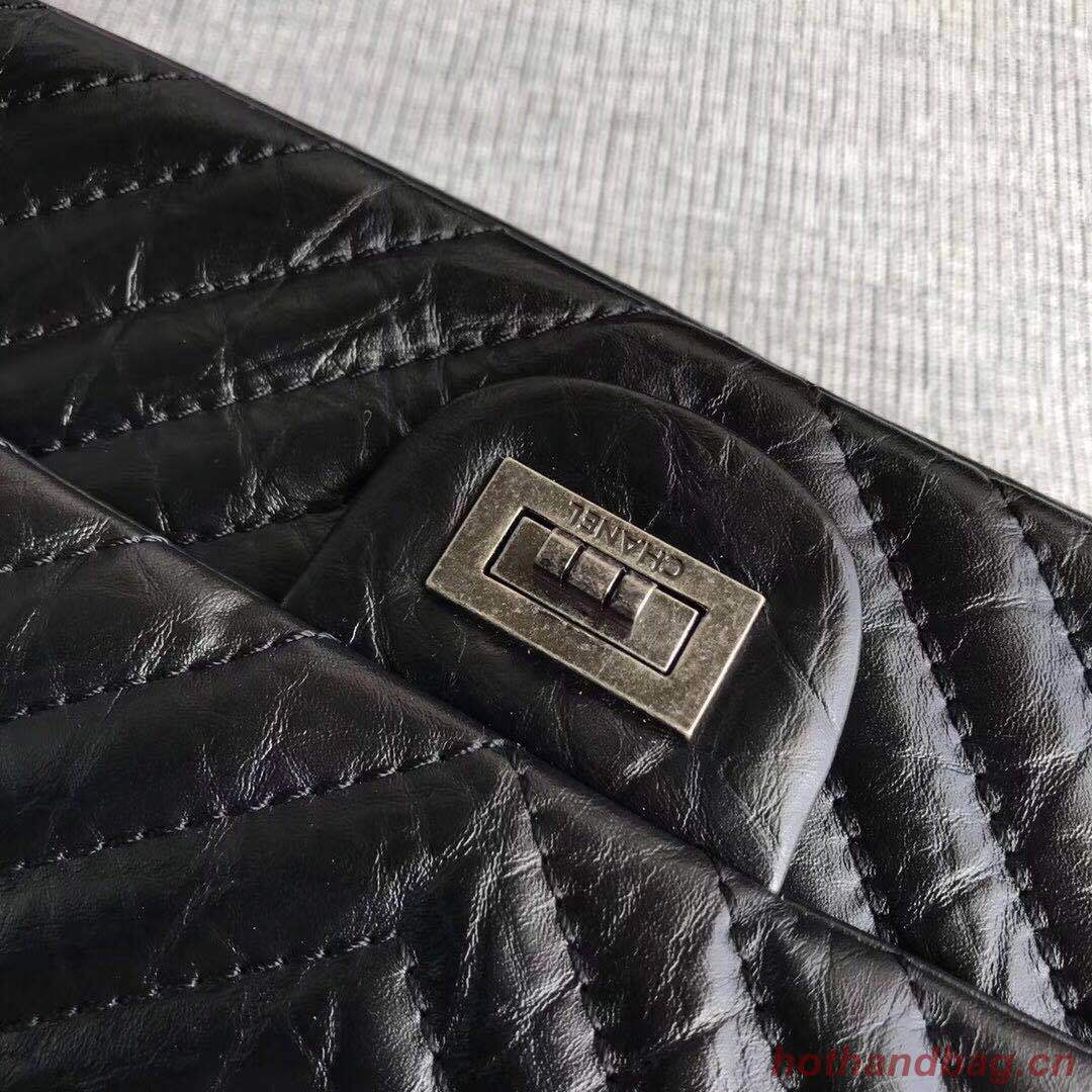 Chanel Flap Original Cowhide Leather 30225 black Silver chain