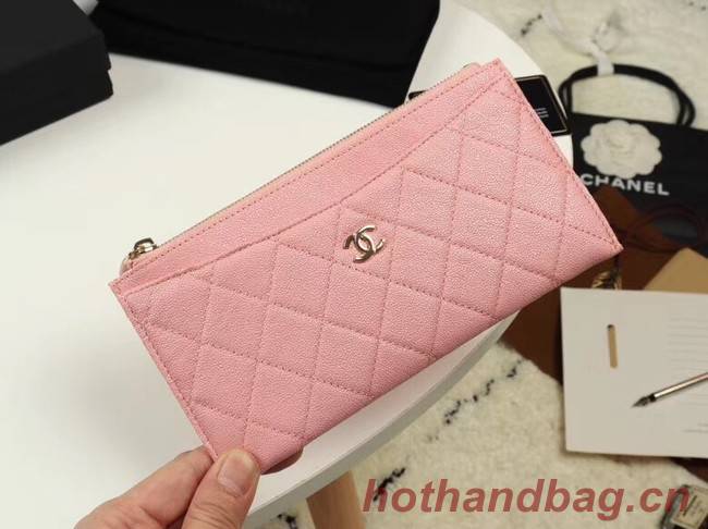Chanel Calfskin Leather & Gold-Tone Metal A84107 light pink
