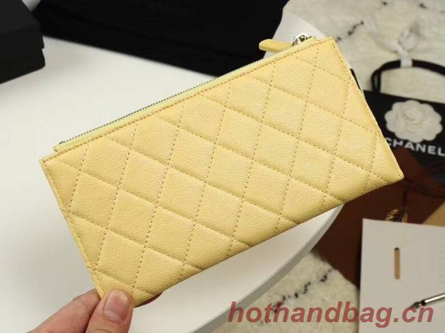 Chanel Calfskin Leather & Gold-Tone Metal A84107 yellow