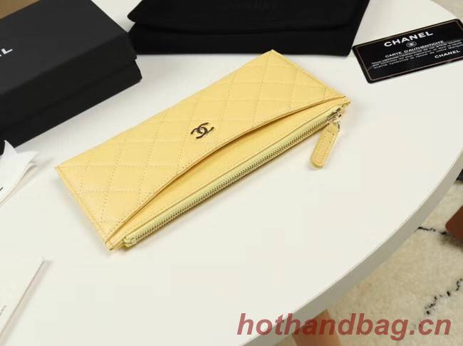 Chanel Calfskin Leather & Gold-Tone Metal A84107 yellow