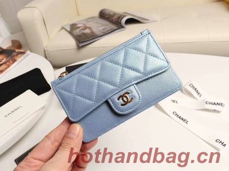 Chanel classic card holder AP0374 sky blue