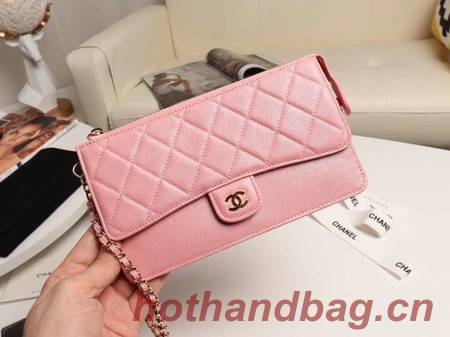Chanel classic pouch with handle Lambskin & Gold-Tone Metal AP0364 pink