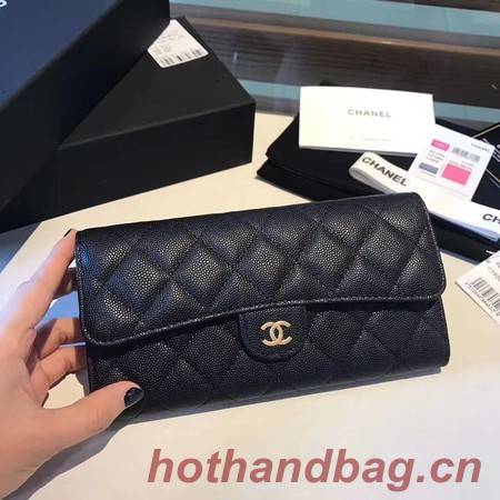 Chanel long flap wallet A80759 black