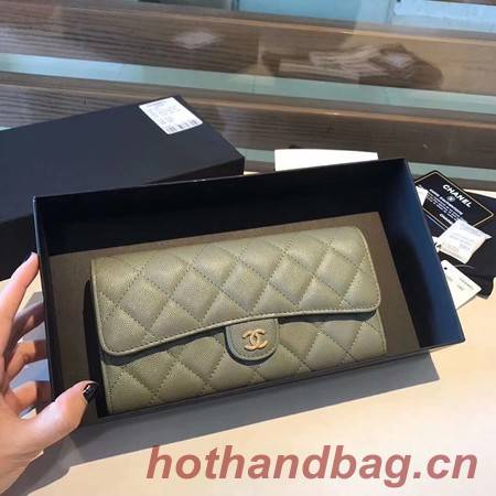 Chanel long flap wallet A80759 green