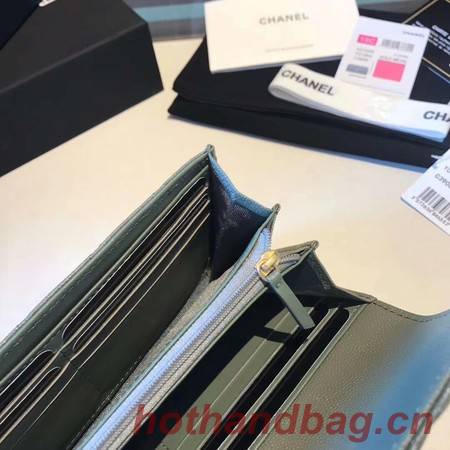 Chanel long flap wallet A80759 green