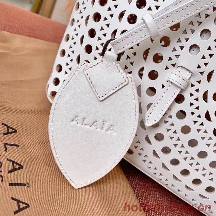 Alaia Openwork Original Leather Tote Bag A3658 White
