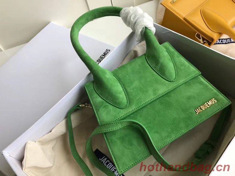 Jacquemus Original Velvet Leather Top Handle Bag J76235 Green