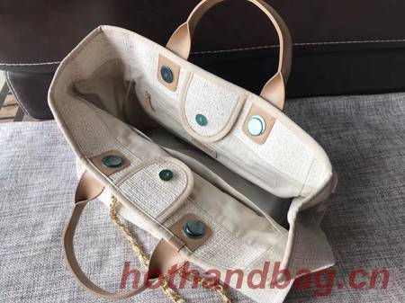 Chanel Canvas Original Leather Shoulder Shopping Bag A2369 creamy