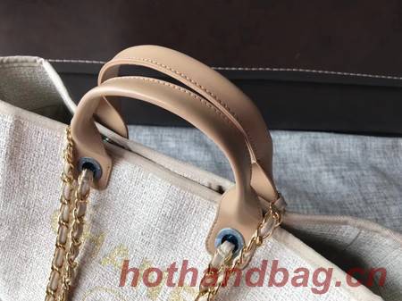 Chanel Canvas Original Leather Shoulder Shopping Bag A2369 creamy