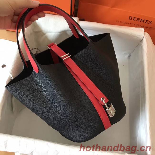 Hermes Picotin Lock PM Bags Original Leather H8688 black&red