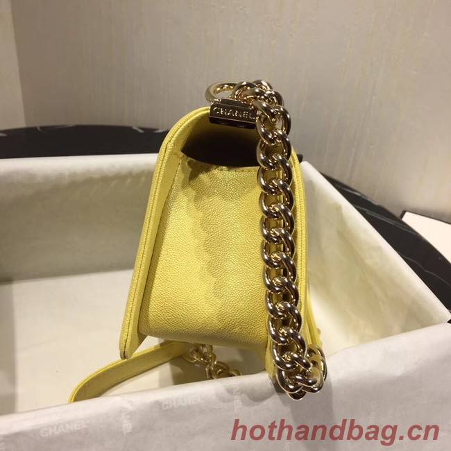 Boy Chanel Flap Shoulder Bag Original Leather Yellow A67085 Gold