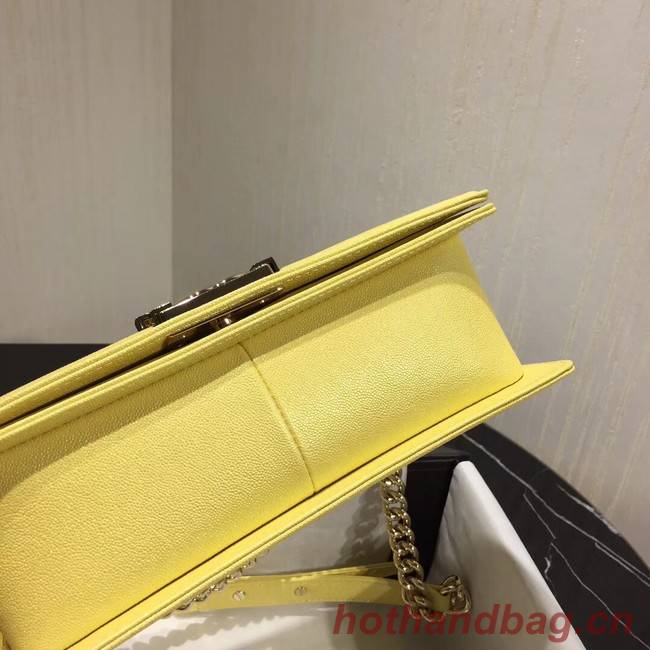 Chanel Le Boy Flap Shoulder Bag Original Leather Yellow A67086 Gold