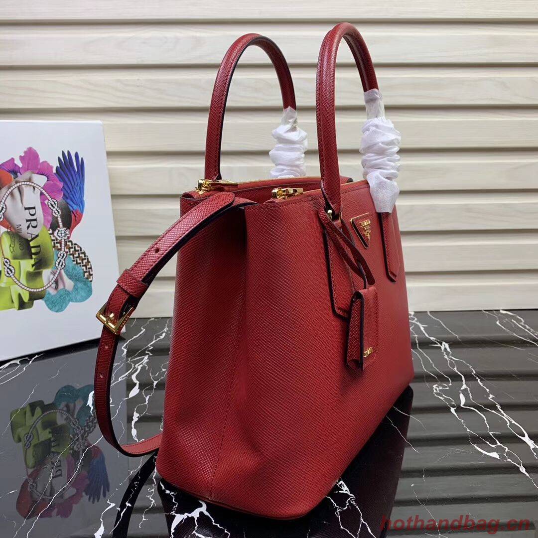 Prada Galleria Saffiano Leather Bag 1BA232 Red