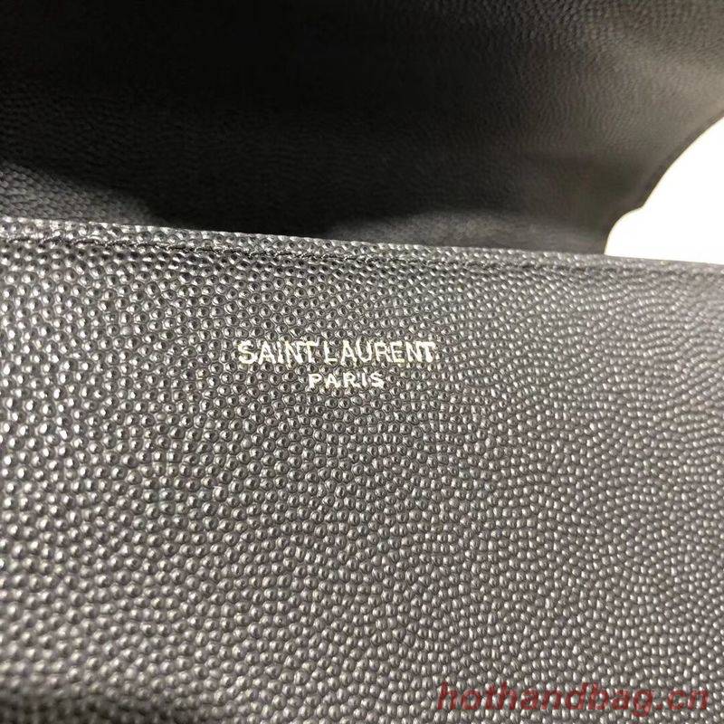 Yves Saint Laurent CASSANDRA TOP HANDLE MEDIUM BAG IN GRAIN DE POUDRE EMBOSSED LEATHER Y578000 Black