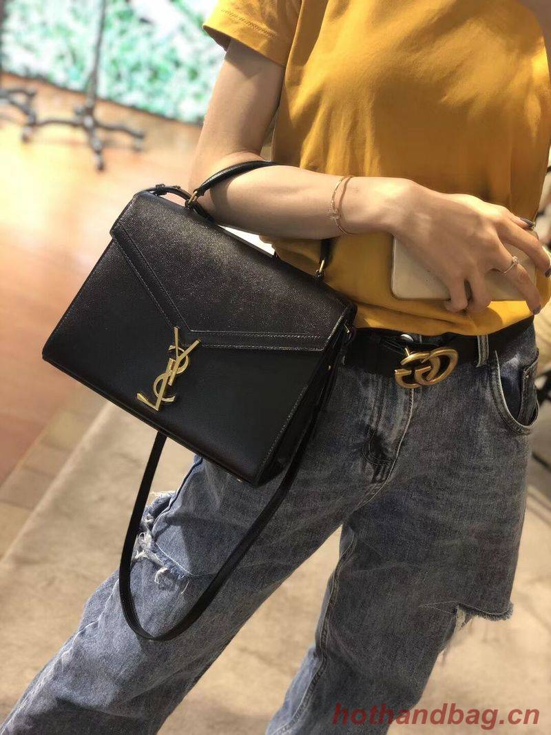 Yves Saint Laurent CASSANDRA TOP HANDLE MEDIUM BAG IN GRAIN DE POUDRE EMBOSSED LEATHER Y578000 Black Yves Saint Laurent CASSANDRA TOP HANDLE MEDIUM BAG IN GRAIN DE POUDRE EMBOSSED LEATHER Y578000 Black