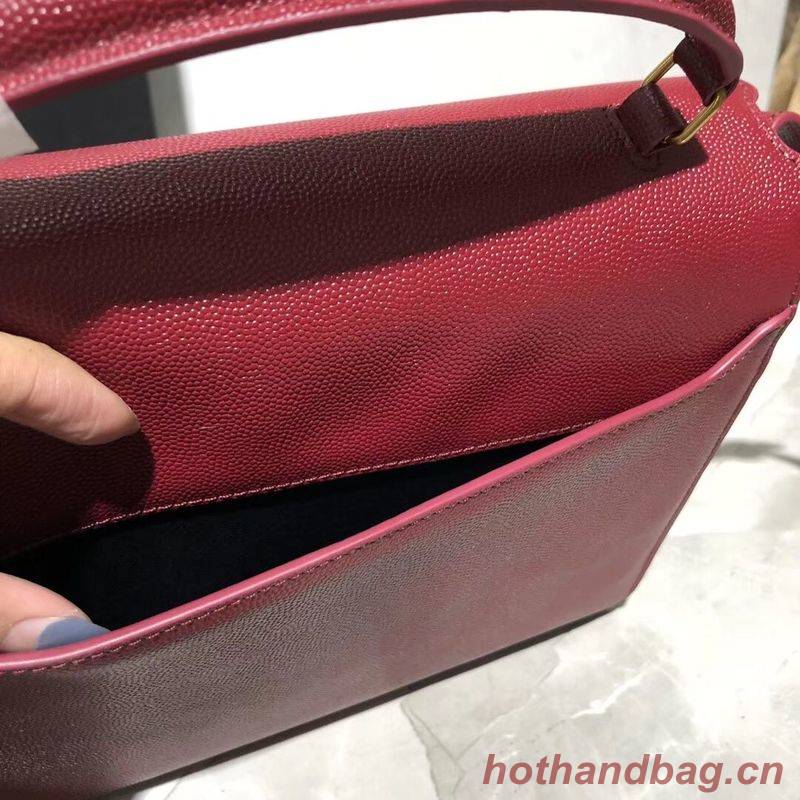 Yves Saint Laurent CASSANDRA TOP HANDLE MEDIUM BAG IN GRAIN DE POUDRE EMBOSSED LEATHER Y578000 Red Yves Saint Laurent CASSANDRA TOP HANDLE MEDIUM BAG IN GRAIN DE POUDRE EMBOSSED LEATHER Y578000 Red