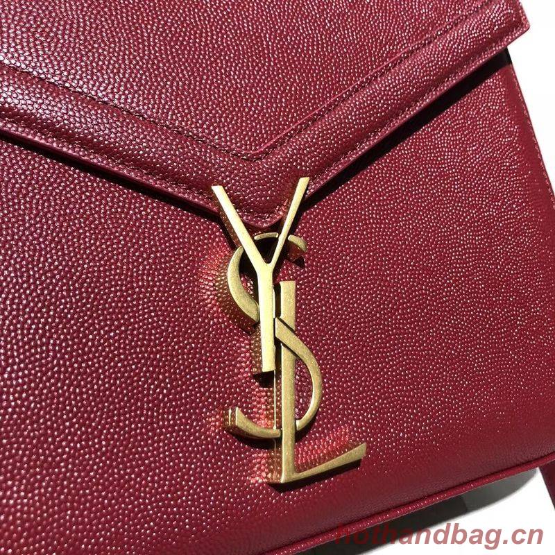 Yves Saint Laurent CASSANDRA TOP HANDLE MEDIUM BAG IN GRAIN DE POUDRE EMBOSSED LEATHER Y578000 Red Yves Saint Laurent CASSANDRA TOP HANDLE MEDIUM BAG IN GRAIN DE POUDRE EMBOSSED LEATHER Y578000 Red