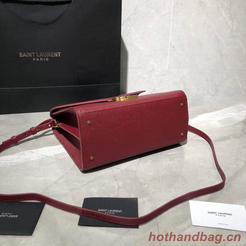 Yves Saint Laurent CASSANDRA TOP HANDLE MEDIUM BAG IN GRAIN DE POUDRE EMBOSSED LEATHER Y578000 Red Yves Saint Laurent CASSANDRA TOP HANDLE MEDIUM BAG IN GRAIN DE POUDRE EMBOSSED LEATHER Y578000 Red