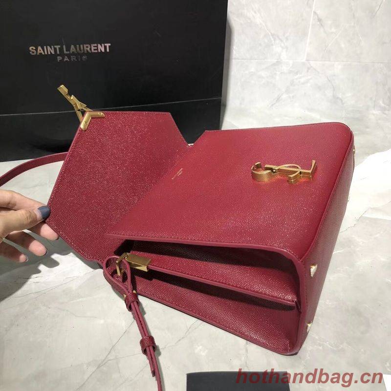 Yves Saint Laurent CASSANDRA TOP HANDLE MEDIUM BAG IN GRAIN DE POUDRE EMBOSSED LEATHER Y578000 Red Yves Saint Laurent CASSANDRA TOP HANDLE MEDIUM BAG IN GRAIN DE POUDRE EMBOSSED LEATHER Y578000 Red