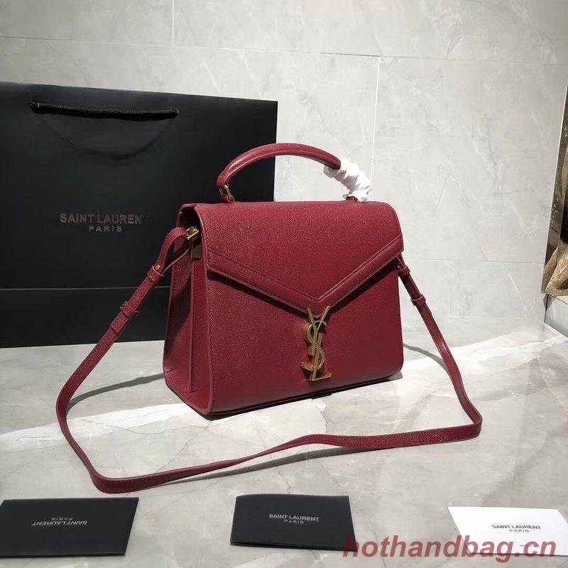 Yves Saint Laurent CASSANDRA TOP HANDLE MEDIUM BAG IN GRAIN DE POUDRE EMBOSSED LEATHER Y578000 Red Yves Saint Laurent CASSANDRA TOP HANDLE MEDIUM BAG IN GRAIN DE POUDRE EMBOSSED LEATHER Y578000 Red