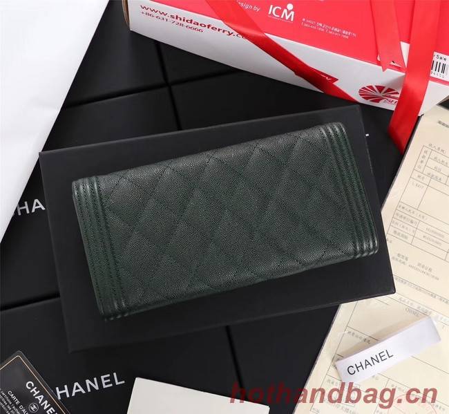 Chanel Calfskin Leather & Gold-Tone Metal A80286 Blackish green