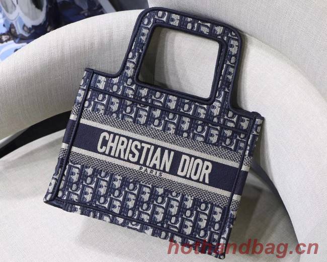 DIOR TOTE BAG IN EMBROIDERED CANVAS C1288 blue