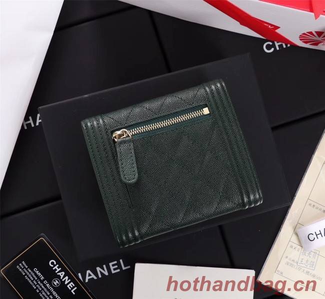 Chanel Calfskin Leather & Gold-Tone Metal A80734 Blackish green