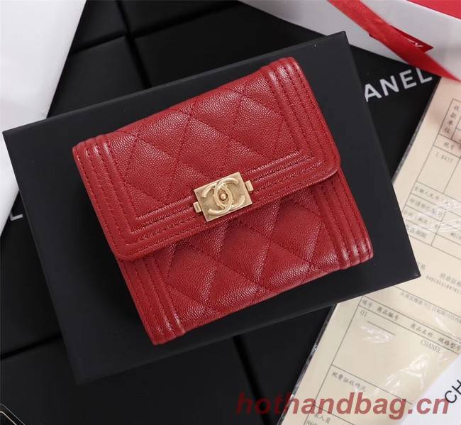 Chanel Calfskin Leather & Gold-Tone Metal A80734 red