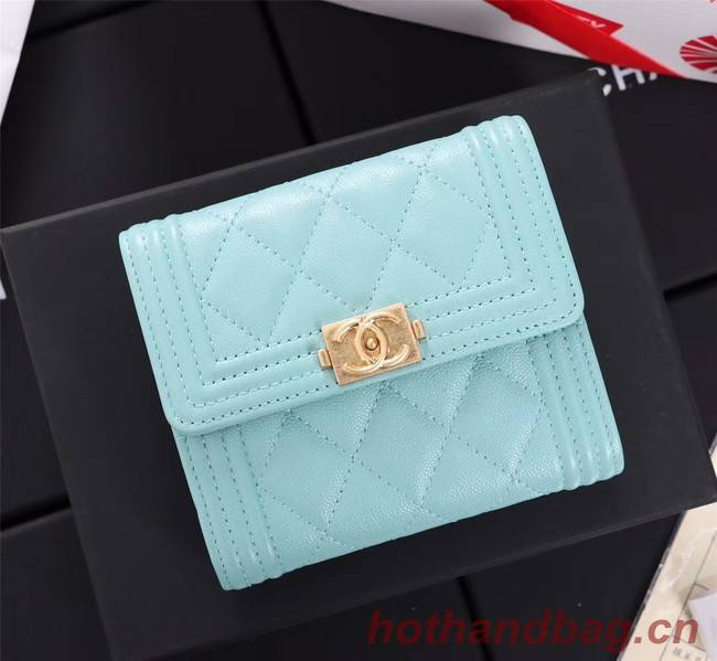Chanel Calfskin Leather & Gold-Tone Metal A80734 sky blue
