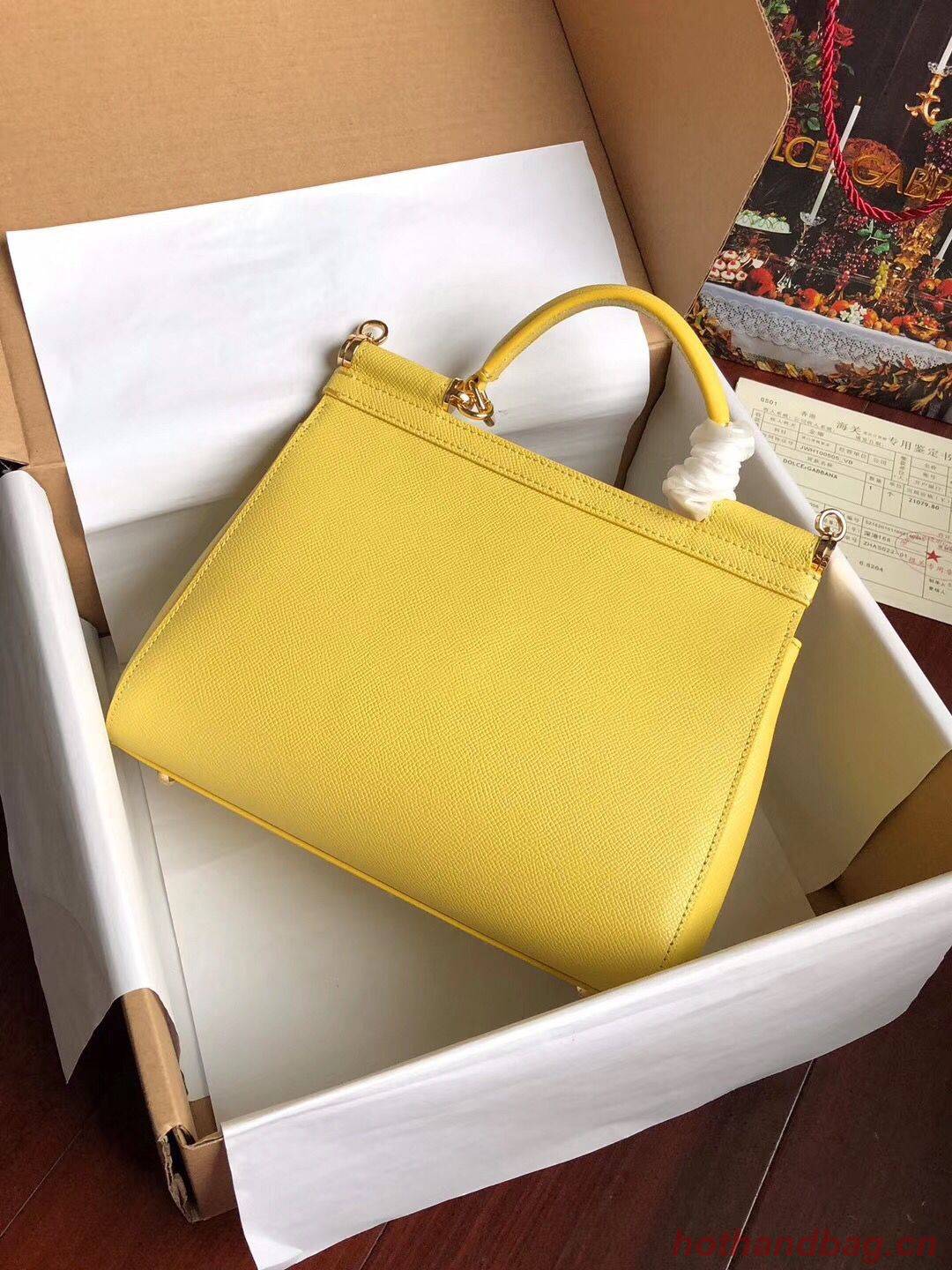Dolce & Gabbana SICILY Bag Calfskin Leather 4139 yellow