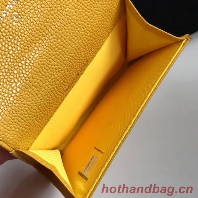 Chanel card holder Calfskin & Gold-Tone Metal A80799 yellow