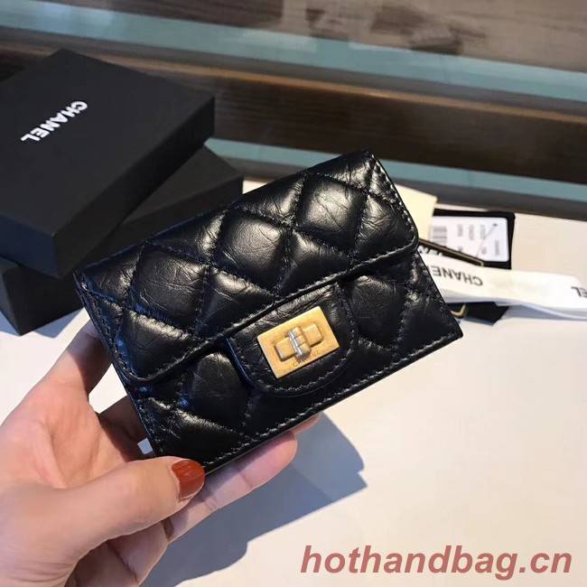 Chanel classic wallet Calfskin & Gold-Tone Metal A80234 black