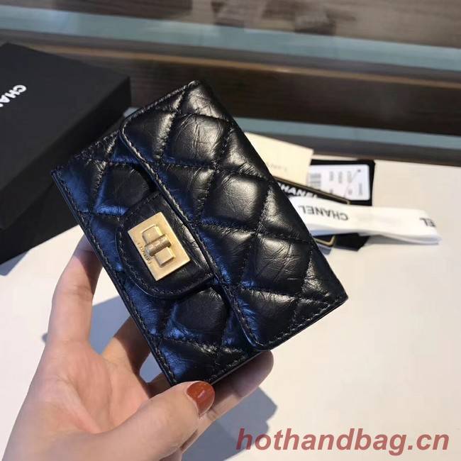 Chanel classic wallet Calfskin & Gold-Tone Metal A80234 black